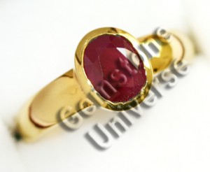 Natural Burma Ruby for Sun set in 22KDM Hallmarked Gold Ring. Gemstoneuniverse.com