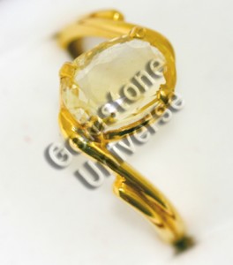 Unheated Ceylon Yellow Sapphire set in 22KDM Gold Ring. Joy to Behold. Gemstoneuniverse.com