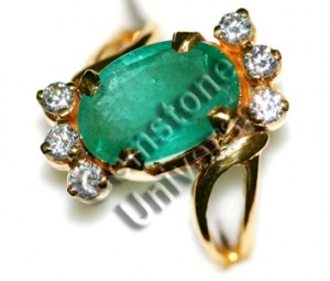 Emerald and Diamond set in a 22KDM Gold ring!Gemstoneuniverse.com