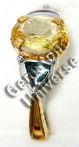 Natural Unheated Ceylon Yellow Sapphire of 2.42 cts set in two tone 22KDM Gold Ring!