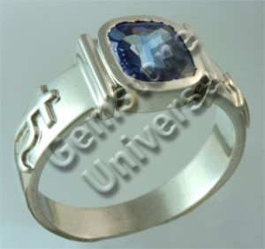 Blue Sapphire/Neelam-The Gemstone of Saturn/Shani-Unheated Blue Sapphire in Saturn Symbol Talismanic Ring