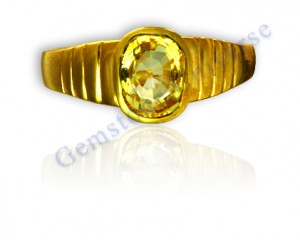 Finest Golden Yellow-Very Rare Yellow Sapphire Set in 22K Hallmarked ring. Kanakspushyaragam- Yellow Sapphire with a Golden Hue! Donâ€™t miss this color. Very difficult to get in an unheated gemstone! Yellow Sapphire the Gemstone of Jupiter!Gemstoneuniverse.com
