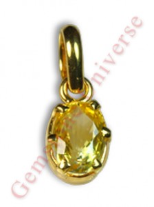Lustrous, Auspicious and Benign Lustrous Unheated Yellow Sapphire set in 22K gold pendant. Yellow Sapphire the Gemstone of Jupiter-The planet of Good luck, knowledge and fortune!