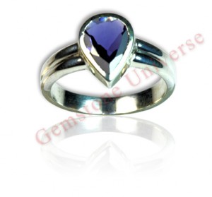 Absolutely Eye Clean and untreated Iolite from Madagascar set in Shakti energy ring. Gorgeous Violet Blue beating the color of a Blue Sapphire. Pear shaped Iolite-Shanipriya the divine gem of Lord Shaniâ€™s consort.Gemstoneuniverse.com