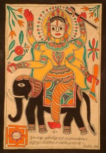 Devguru Brihaspati depicted in a madhubani Painting