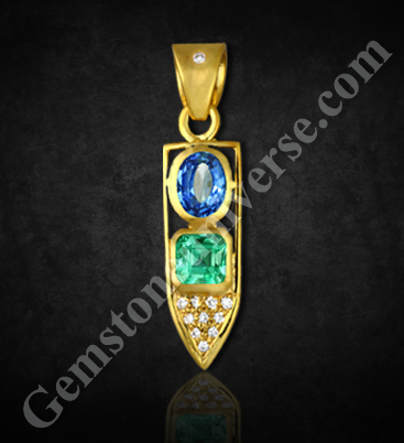 Natural Blue Sapphire of 1.70 Carats & Natural Emerald Of 1.50 Carats Gemstoneuniverse.com