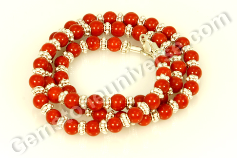 Natural Organic Red Coral bead necklace of 38.6 carats Gemstoneuniverse