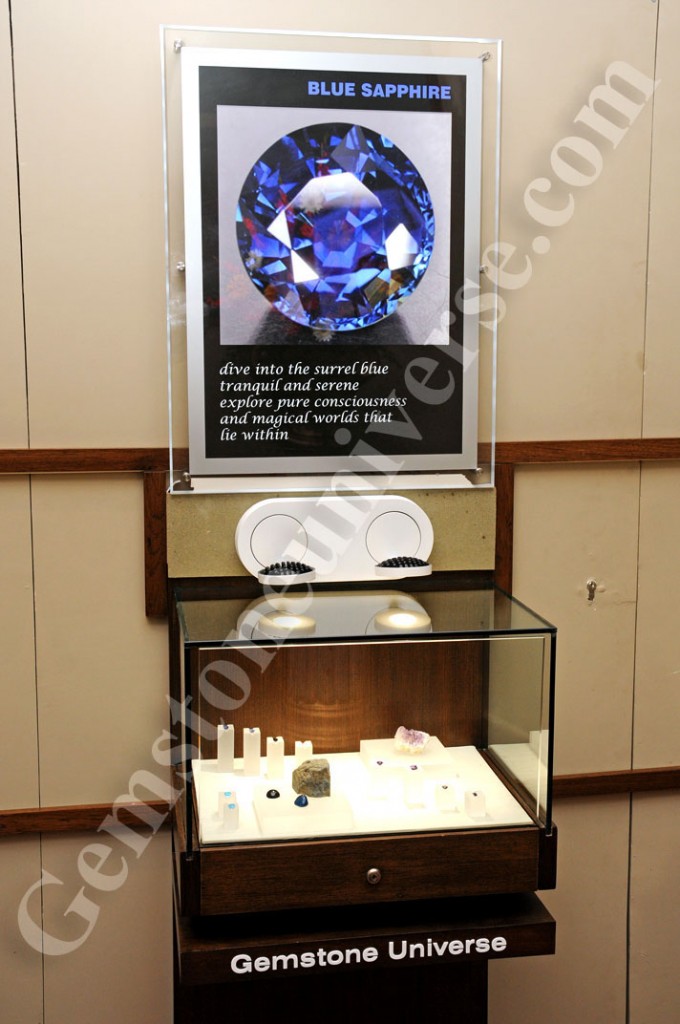 Blue Sapphire is the most powerful Gemstone in the world in metaphysical sense. The Blue Sapphire display at Gemstoneuniverse showcasing Sapphires of different origins as well as roughs.