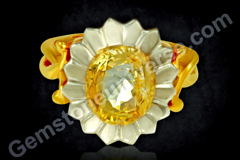 Natural Yellow Sapphire of 3.48 carats set in 16 Petal Lotus Ring