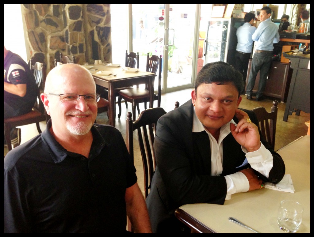 The effects of a good lunch are quite evident- All Smiles! Guruji Shrii Arnav and the legendary Richard W Hughes the author of the classic Ruby & Sapphire