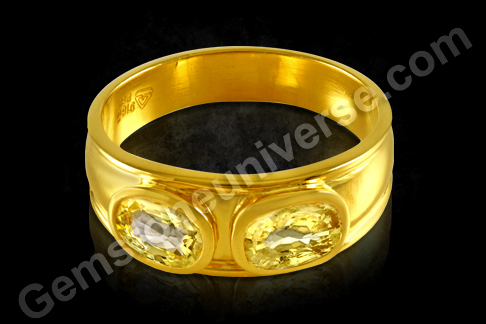 Two Natural Yellow Sapphires in Gold ring